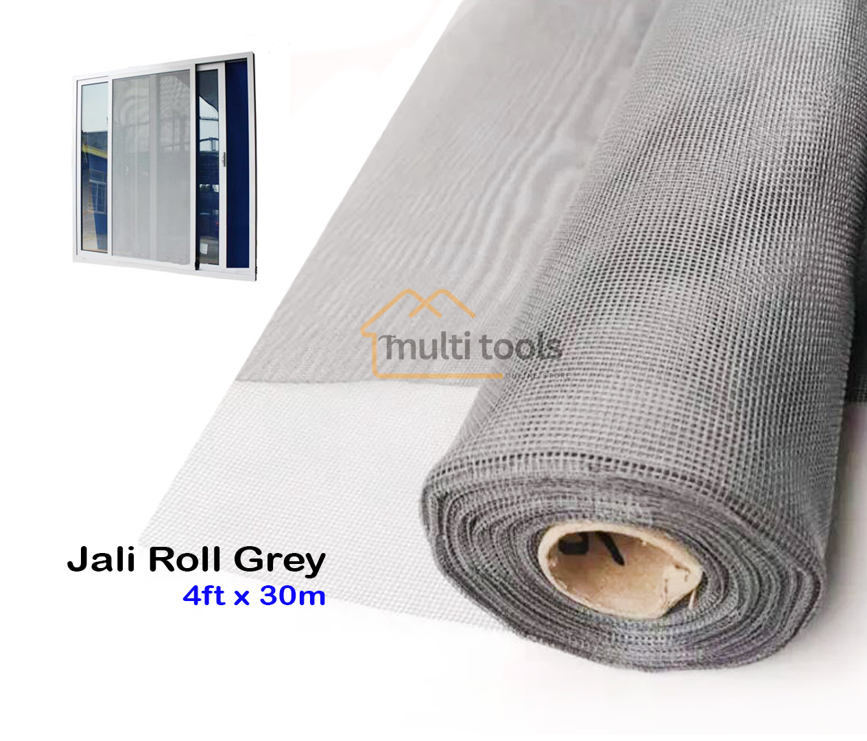 Fiber Net Grey Roll For Aluminium Window 4ft X 30m